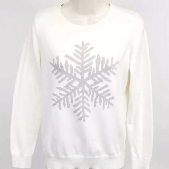 Ann Taylor Loft Cream Snowflake Sweater 